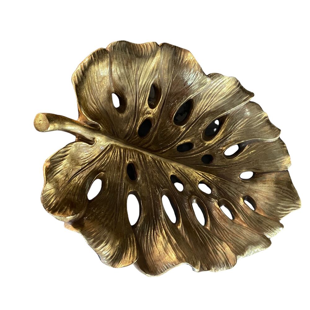 Large Heavy Gold Leaf Plaster Platter or bowl or Wall hanging